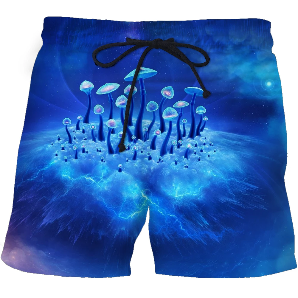 Blue Flame Swimming Shorts Scenery 3d Printed Surfing Board Shorts Kids Beach Shorts Men\'s Swim Trunks Swim Briefs Boy Trunks