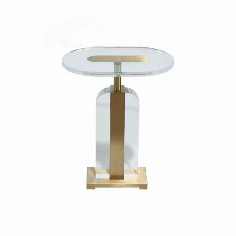 High-end transparent side table light luxury stainless steel corner table