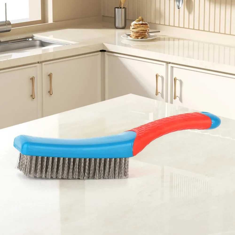 Spazzola metallica in acciaio inossidabile 1 pezzo – Utensile manuale ergonomico per rimozione ruggine, vernice e scorie di saldatura, spazzola per pulizia durevole