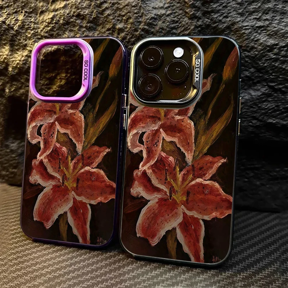 Fashion Lily Orchid Flower Handyhülle für iPhone 17 16 15 14 13 Pro Max 11 12 Pro 7 8 Plus X XS 16E stoßfeste harte PC IMD-Abdeckung