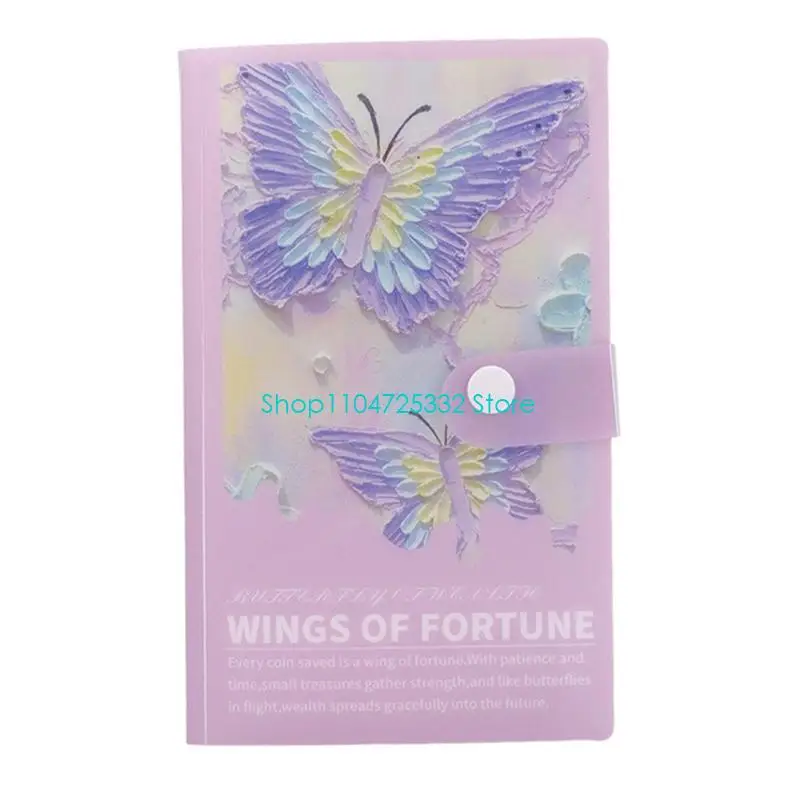 P5EA 100 Slot Butterfly Budget Record Case Clear Page Cash Book for Daily Money Planning Ticket Sorting and Storage
