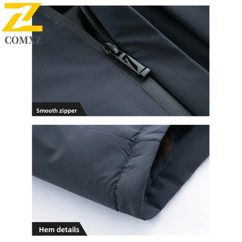เสื้อแจ็คเก็ตบุหนา COMXZ สำหรับผู้ชาย มีฮู้ด สีพื้น เหมาะสำหรับธุรกิจ เดินทาง ท่องเที่ยวในหิมะ เดินป่า คุณภาพสูง สำหรับฤดูหนาว