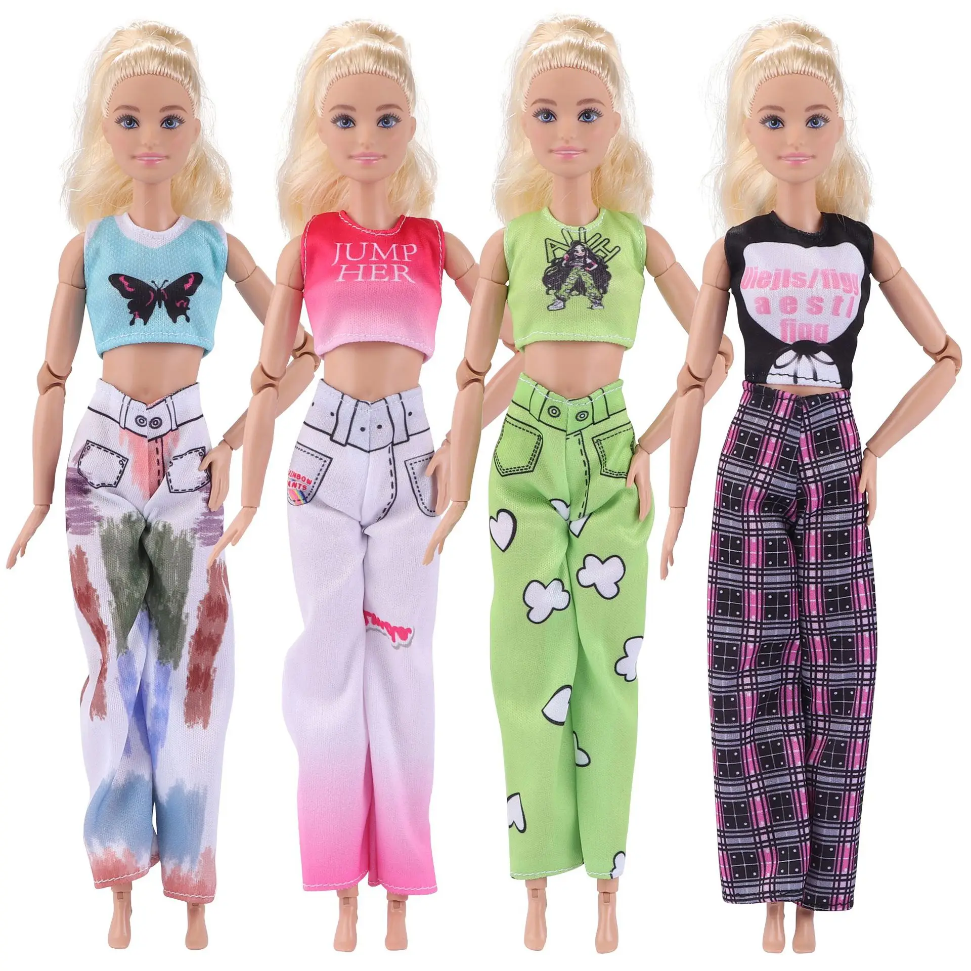 New 30cm Doll Spice Girl Fashion Clothes Set Personalised Trend Vest Pants 1/6 BJD Doll DIY Dress Up Accessories Play House Toys