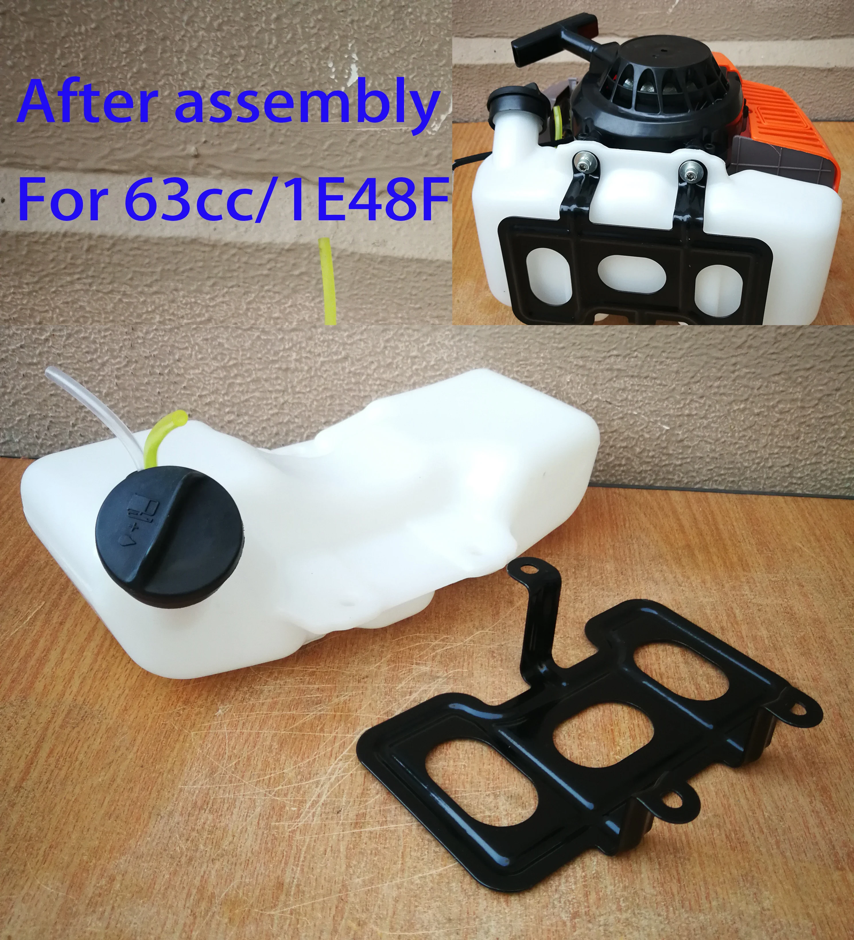 

2T 63cc 1E48F Engine Metal Protector Support Seat Mount for Fuel Tank Mix Gasoline Case Up Mouth