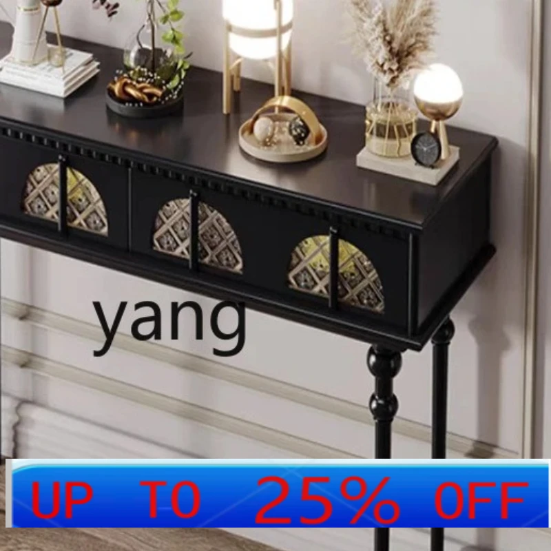 

LMMFrench extremely narrow strip case solid wood retro door door semi-round entrance table simple and modern