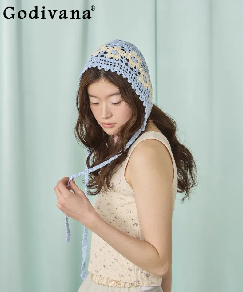 

Japanese Style Sweet Fashion Versatile Knitted Hat Spring and Autumn New Girls' Skullies Y2k Hats for Women