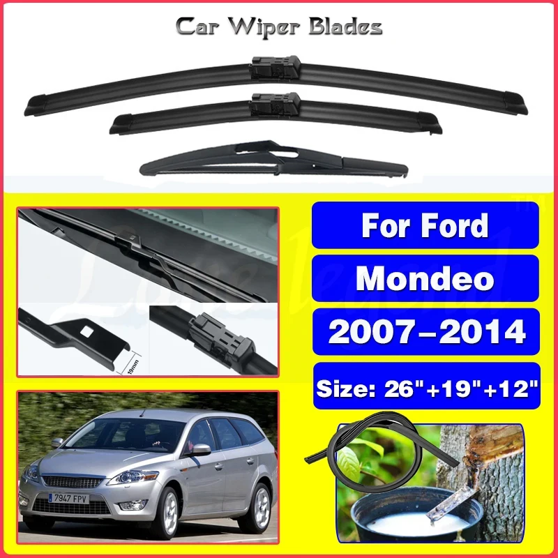 Front Rear Wiper Blades for Ford Mondeo MK4 2007 2008 2009 2010 2011 2012 2013 2014 Windshield Windscreen Window Car Accessories