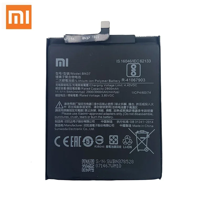 Xiao Mi Original Battery BN37 3000 mAh for Xiaomi Redmi 6 Redmi6 Redmi 6A High Quality Phone Replacement Batteries