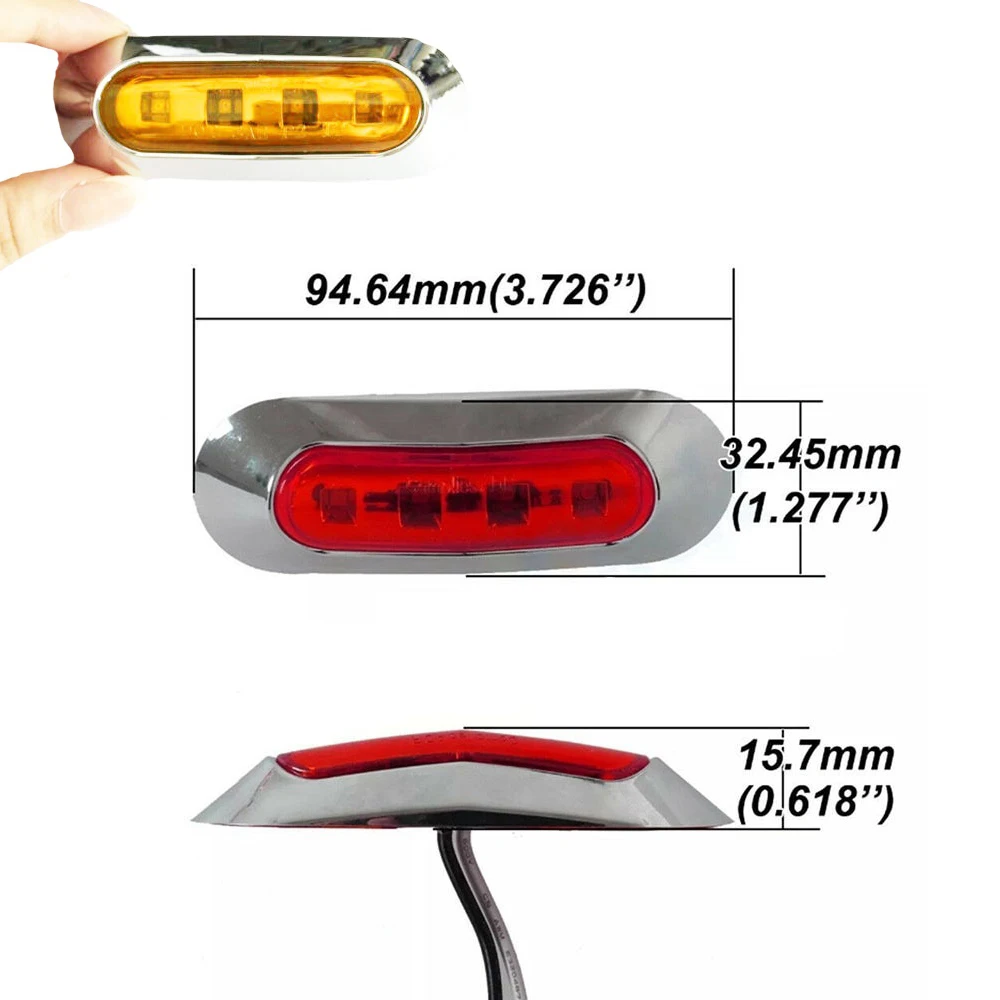 30/20/10/4PCS 12V-24V 4LED Side Marker Lights Indicator Light Waterproof  Clearance Lamp for Truck Trailer Lorry Car Boat Auto