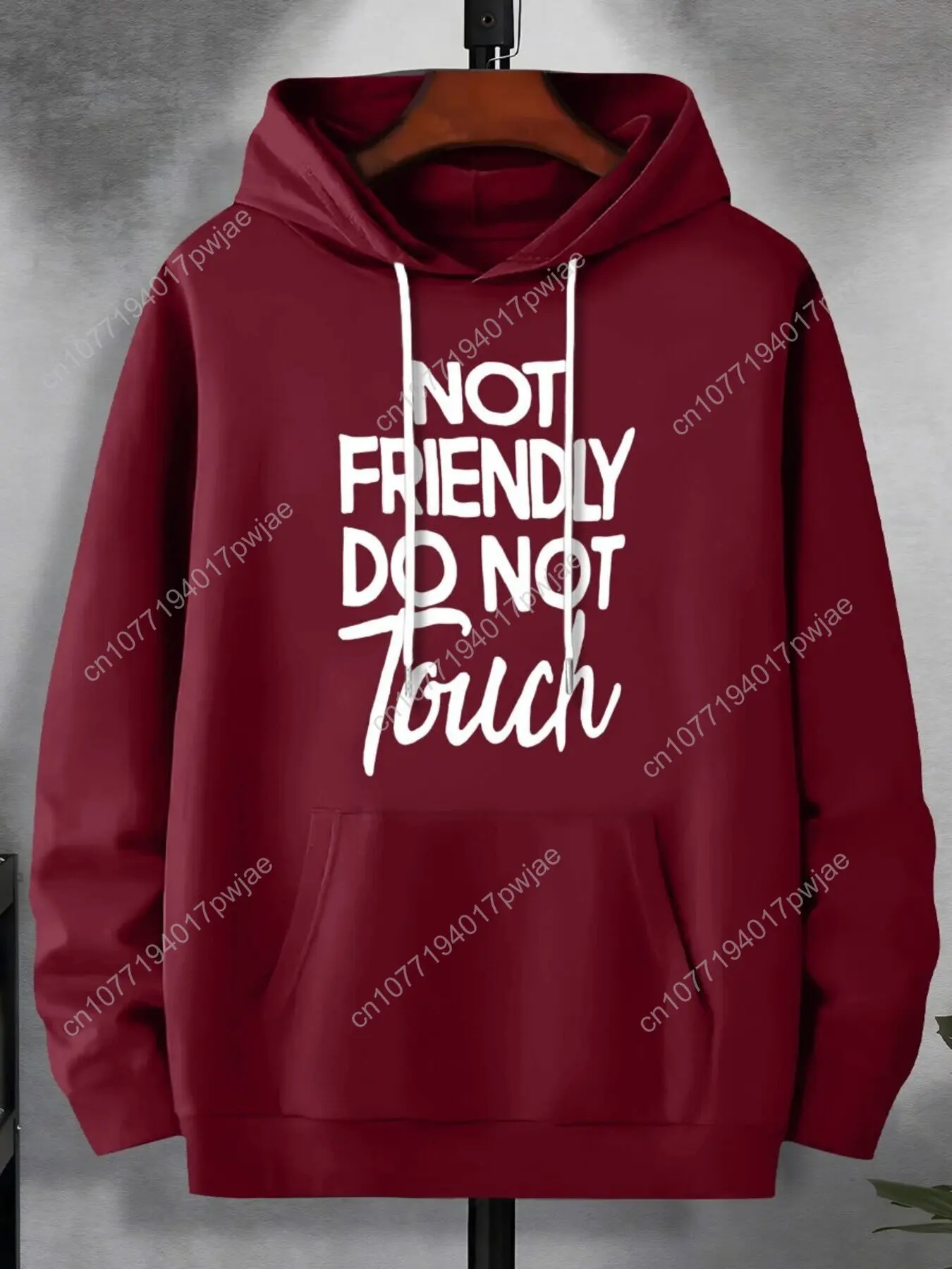 Felpa con cappuccio con stampa alla moda, felpa con cappuccio taglie forti da uomo, felpa con cappuccio con stampa inglese con tasca a marsupio Abbigliamento da uomo taglie forti, adatta