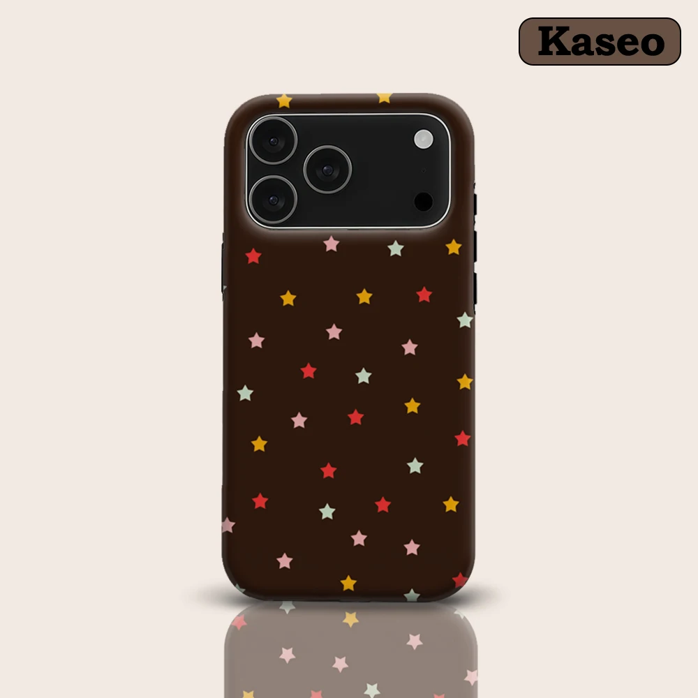 Warmes Sternenhimmel-Kakao für magnetische Handyhülle für iPhone 17 16 15 14 13 Pro Max Plus – Robuste Einzel- und Doppelschicht-Hülle
