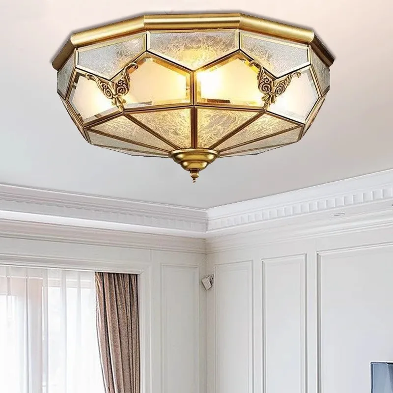 European Classic Copper Ceiling Light Entryway Hallway Balcony Bedroom Dining Room Luxury Home