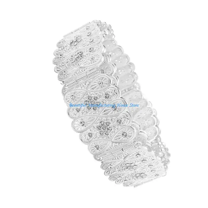 

E56A Flower Waist Belt Wide Chain Casual Wear Party Costume Rhinestones Jewelry for Jeans Body Jewelry for Women Hot Girls