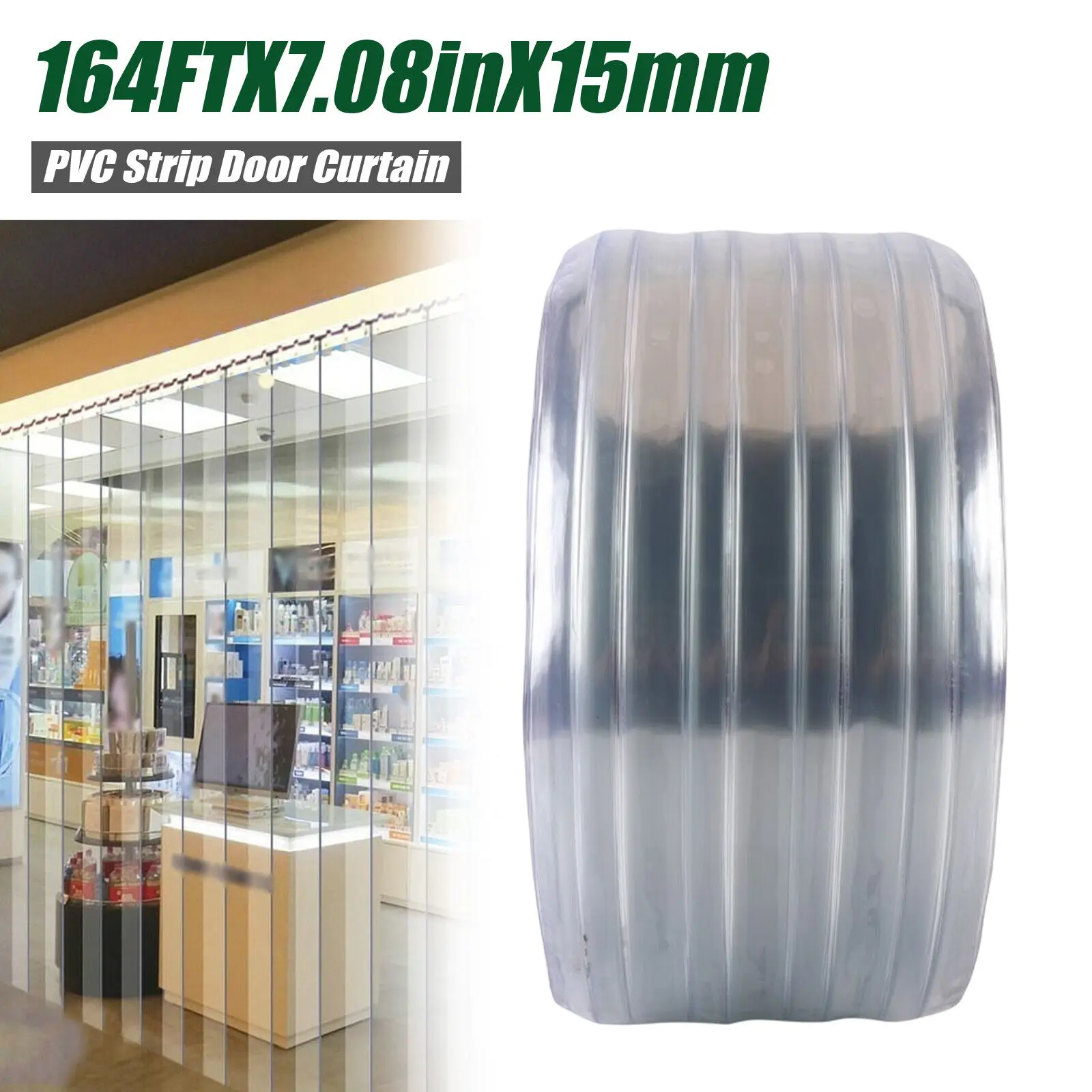 

Door Cold Cooler Clear Plastic PVC Roll Material Freezer Strip Curtain 164Ft*7.08In*15