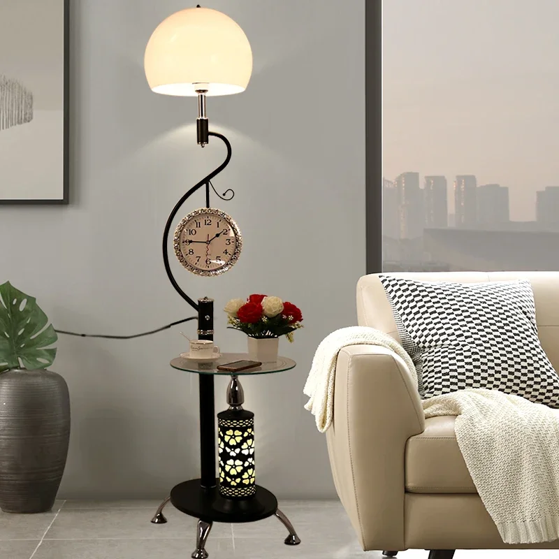 

Clock E27 Remote Control Dim Led Floor Lamps for Living Room Sofa Side Reading Lamp Bedroom Bedside Lights Decorative Lamps