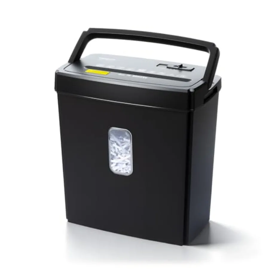 Home office paper shredder with cross-cut P-4 security, 10-sheet capacity, credit card shredding, 4-gallon basket, portable han