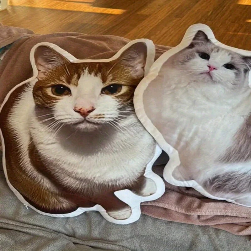 1 customized 3D pet pillow with double-sided printing of dog or cat shapes made from photos, soft plush material, mixed color