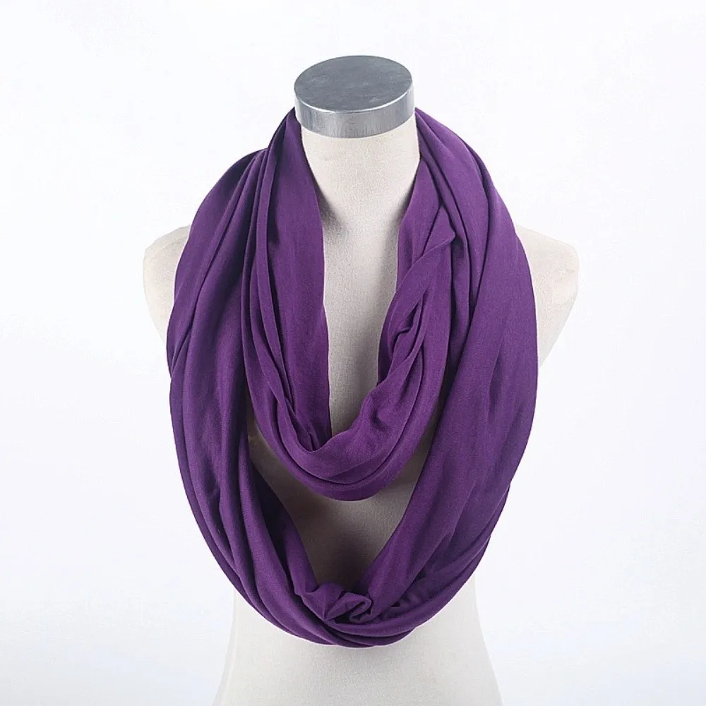 New Solid Color Infinity Scarf Soft Lightweight Circle Scarf Cotton Blend Loop Scarf for Women