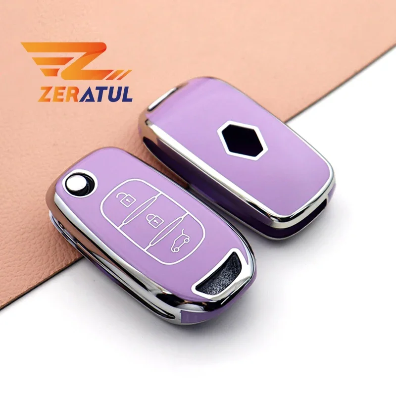 Shell Fob Accessories For Renault Kadjar Captur Megane Sandero Stepway Logan Clio 5 Arkana 2020 2021 TPU Car Flip Key Case Cover