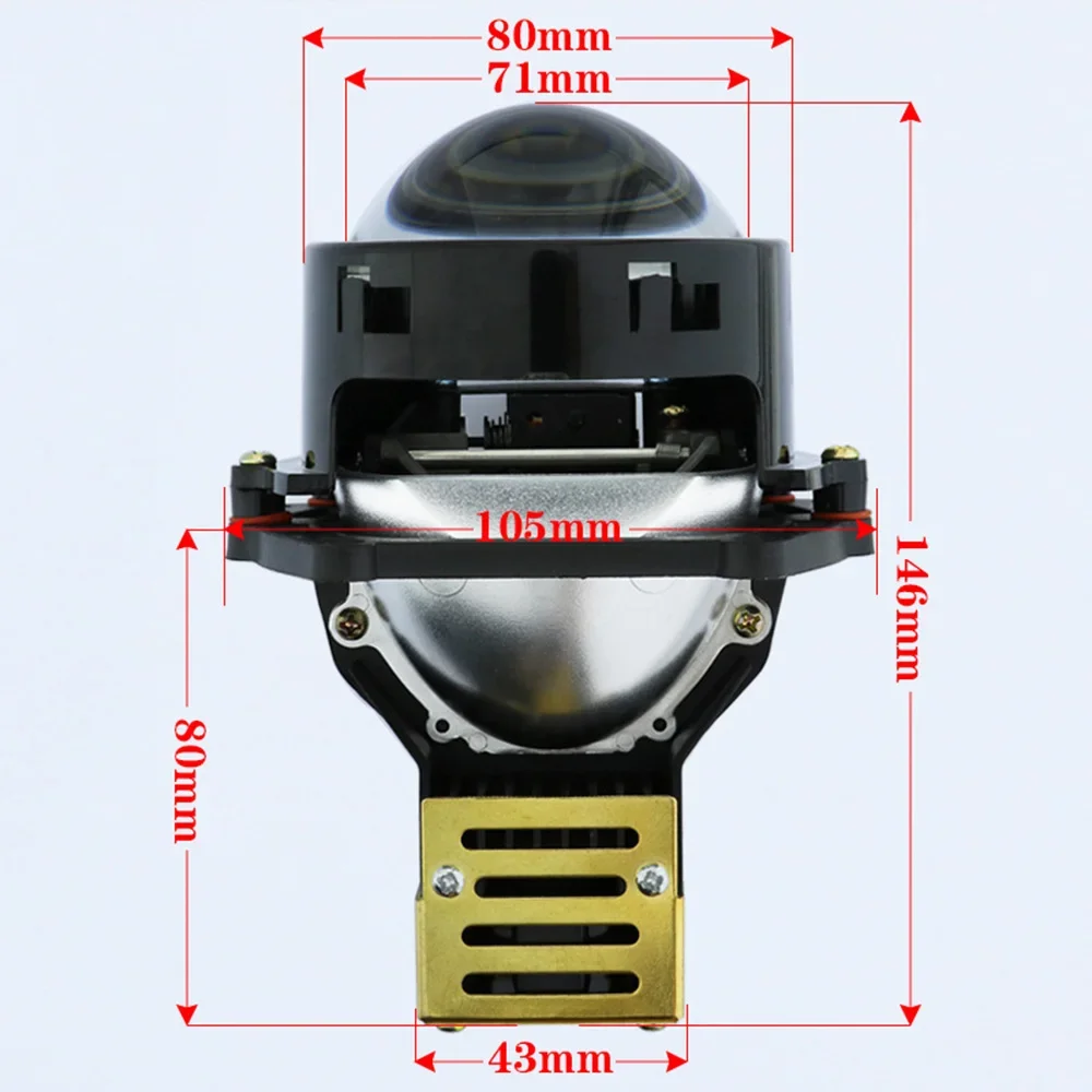 3-Inch Bi LED Projector Lens - High/Low Beam, Easy Installation, 12V 65W 14000LM 6000K Headlight Retrofit for Universal Car