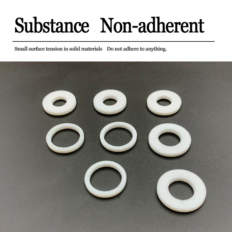 

10/100PCS 2MM Thick PTFE Gaskets White Plastic Flat Washers Sealing Inner Diameter 5-18mm O-Type Gasket Spacers for Sealing