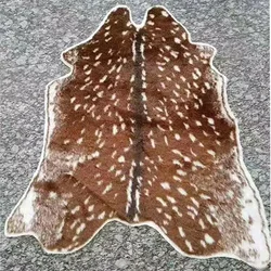 Faux Sika Deer Fur Rugs Imitation Animal Skin Carpet Floor Mat Home Decor Bedroom Bedside Animals Print Mats 110x90cm