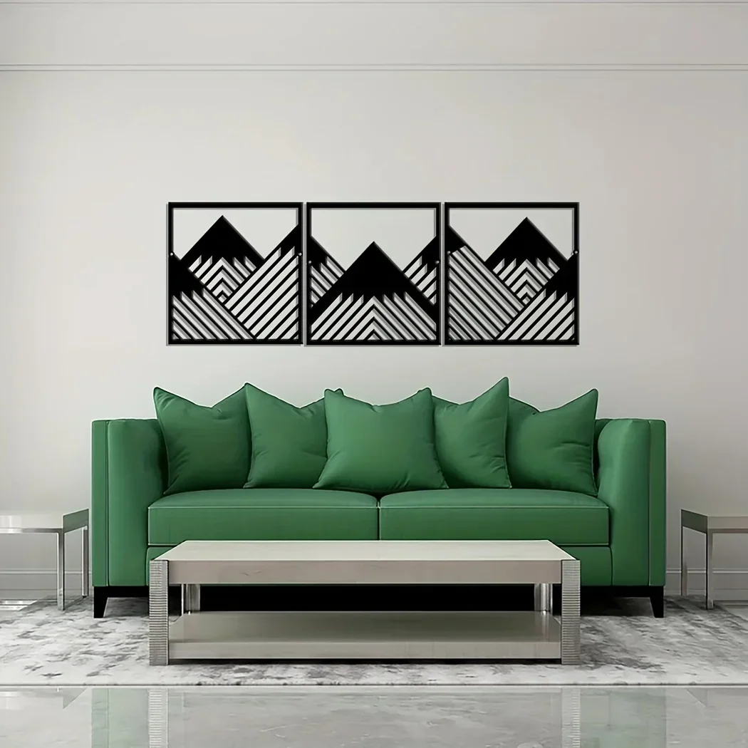 

CIFBUY Deco Geometry Wall Art Decor Abstract Large Mountain Home Decor Geometry Mountain Sign Mountain Metal Decor Hill Metal