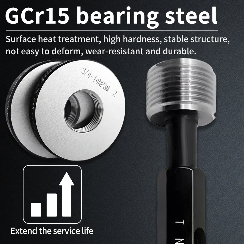 EIMOGE 1PCS/SET NPSM Cylindrical Pipe Thread Plug/Ring Gauge Measure Tool NPSM 1/8~3/4 1''-- 1''1/4 1''1/2 2''-- 2''1/2 3''-