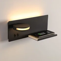Wall Lamp LED Wireless Charging USB Wall Light Modern Sconces With Switch Light Indoor Lighting Home Decor Living Room Bedroom