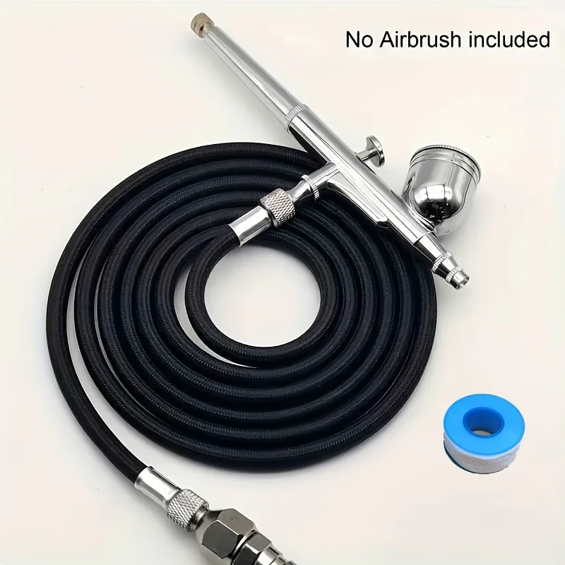 6-foot (approx. 1.8m) black braided airbrush hose featuring standard 1/8