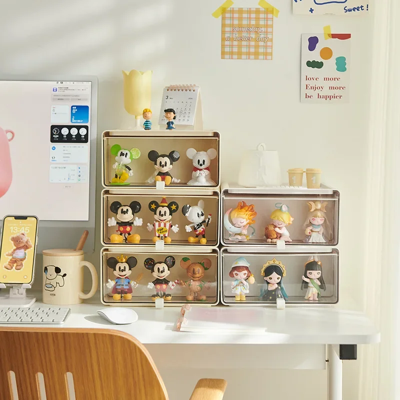 Desktop Blind Box Display Stand for POPMART Drawer-Type Dustproof Sorting Storage Box Multi Functional Doll Figures Storage Box