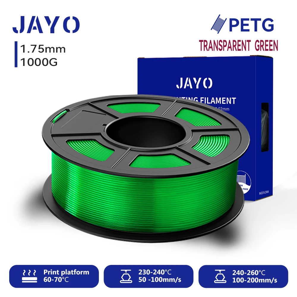 JAYO 3D PETG Filament 1.75mm +/-0.02mm 1100g PLA Printer Filament Netjes Wond 3D Afdrukken materiaal Voor Bambu FDM 3D Printer