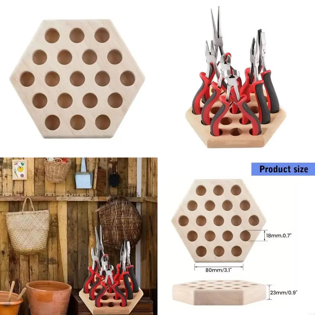 

Craftsmen's Wood Plier Storage Racks Effective Hexagonal Pliers Tool Storage Holder for Workshop Organization