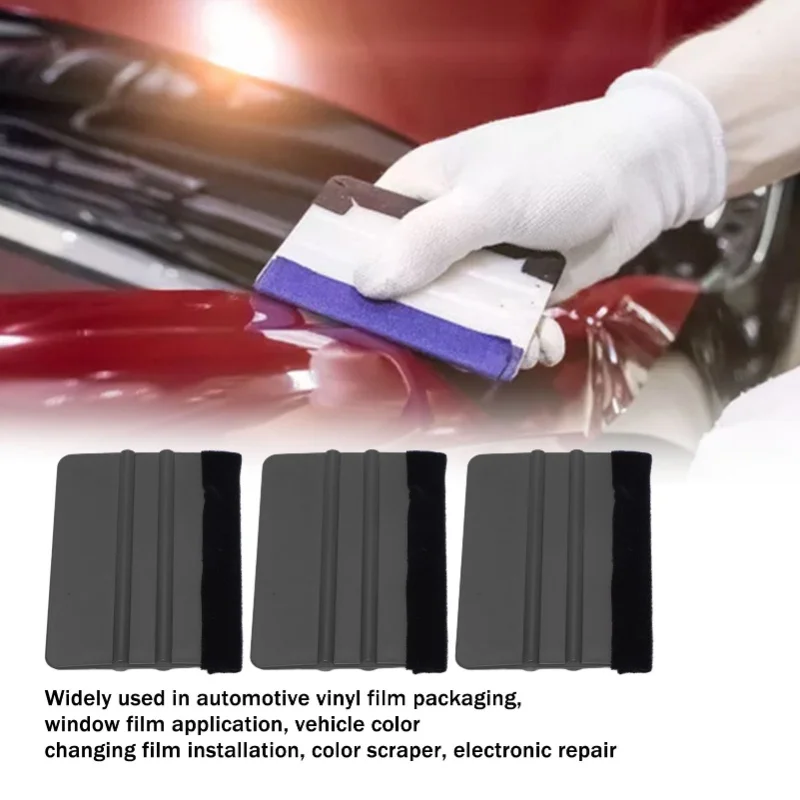 10Pcs Car Vinyl Scraper Scratch Resistant Professional Vinyl Felt Squeegee For Vinyl Film Packaging Electronic Repair Black