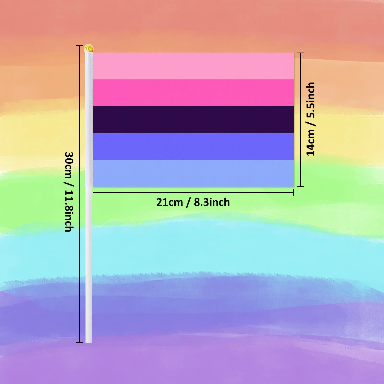 PTEROSAUR-14*21 سنتيمتر متعدد الجنس فخر علم اليد ، LGBT أومني قوس قزح يده يلوحون العلم الصغير ، LGBTQ هدايا ديكور الحفلات