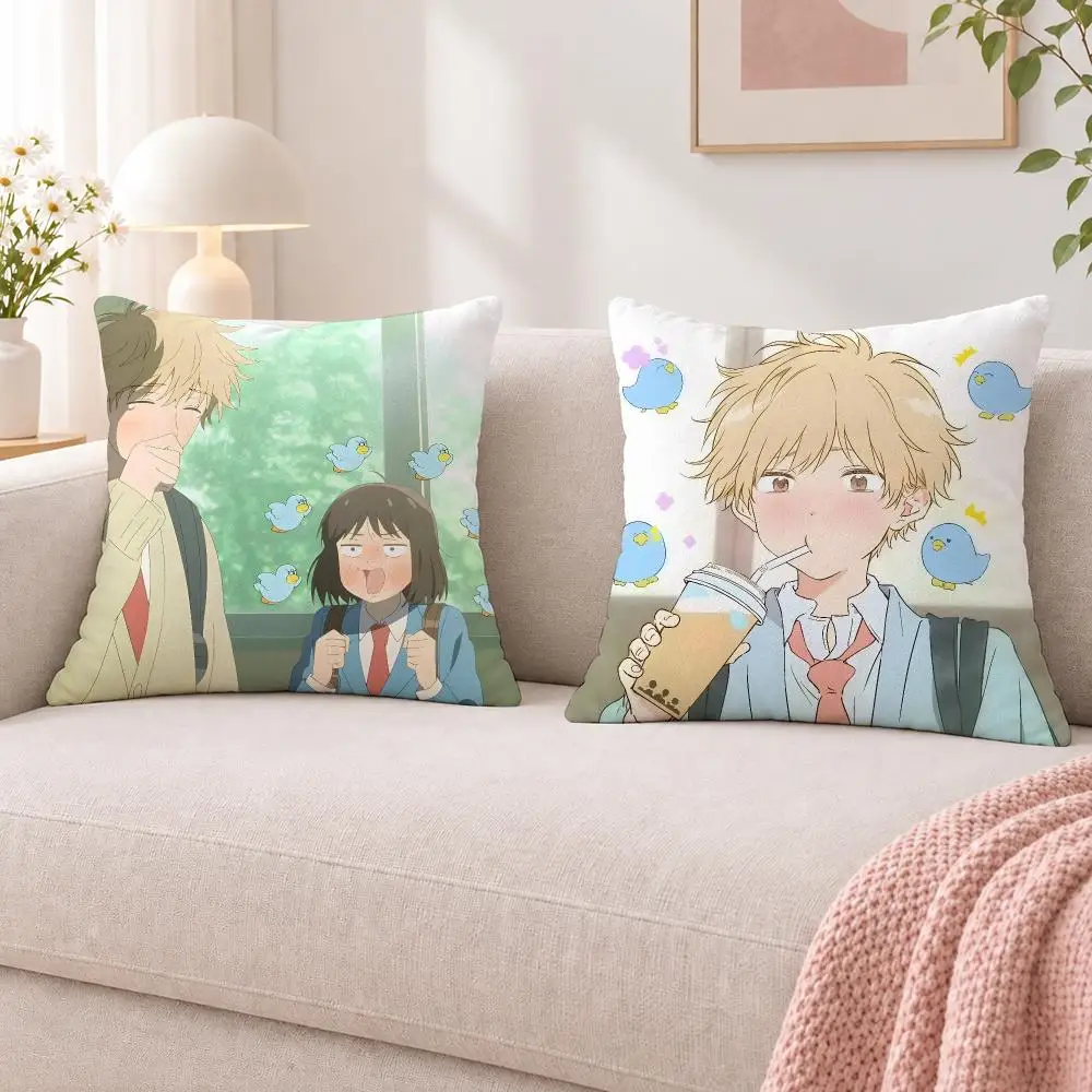 Anime Japanese Manga S-Skip and Loafer Cushion Cover Double Sided Print Short Plush Pillow Sofa Bedroom Dorm Room Decor Gift