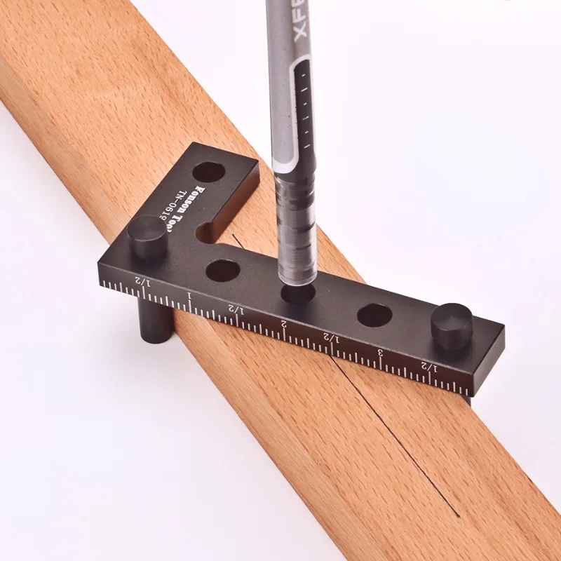 Woodworking square Height ruler 90 degrees metric British scribing ruler center line drawing device measuring tool