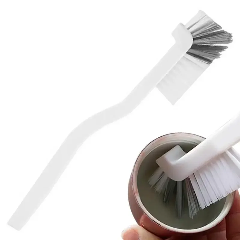 Japanese Style Sink Brush Cleaning Cup Brush with Long Handle Elbow Design Tail Hole Wall Hanging Crevice Cleaning Accessories