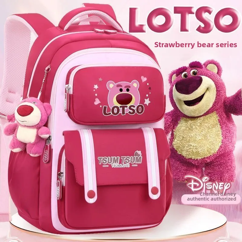 

Disney peripherals cartoon pattern cute lotso school bag student casual light weight large capacity girl storage backpack gifts