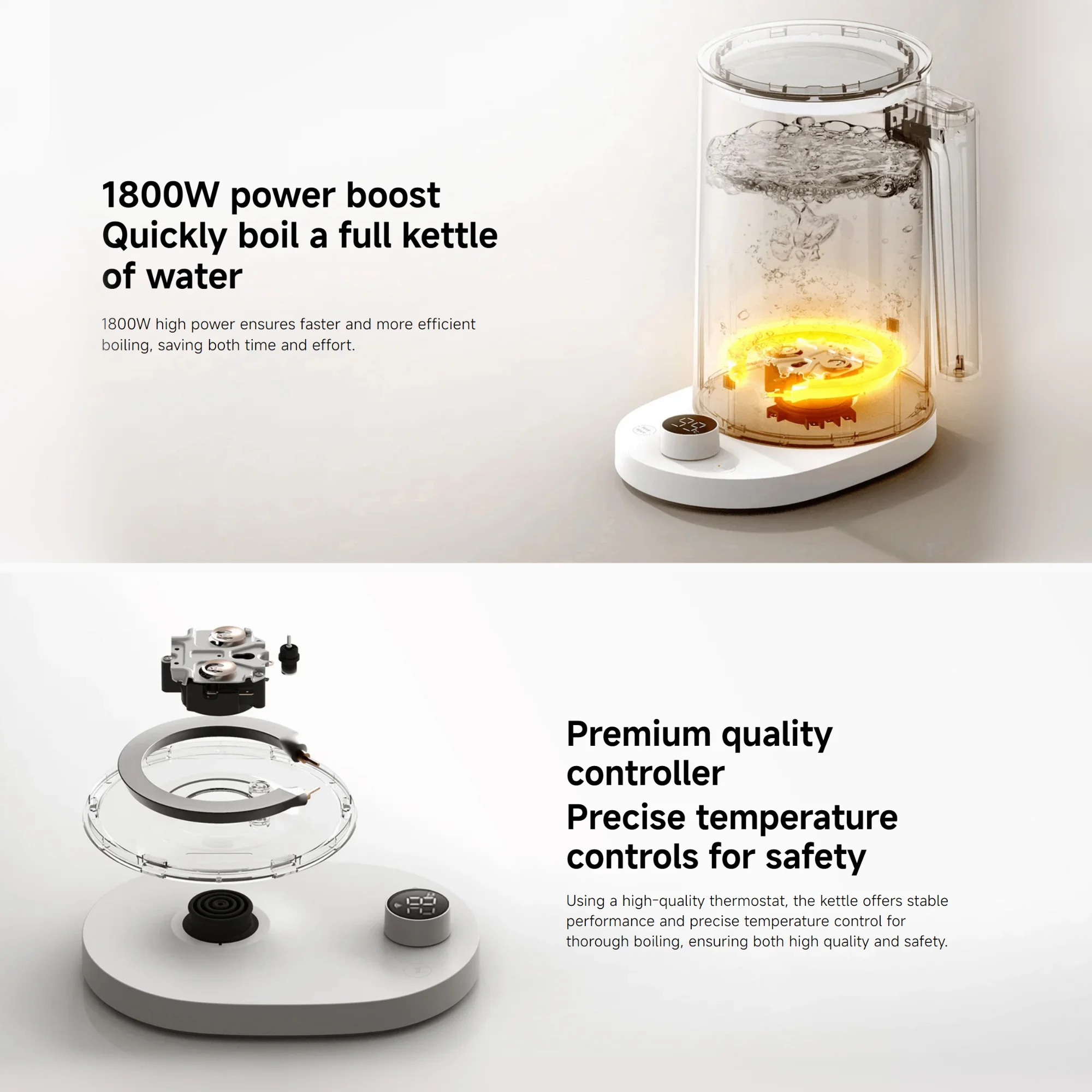 غلاية Xiaomi الذكية 2 Pro 1800 وات 1.7 لتر غلاية كهربائية أجهزة المطبخ شاشة LED 24 ساعة درجة حرارة ذكية ثابتة