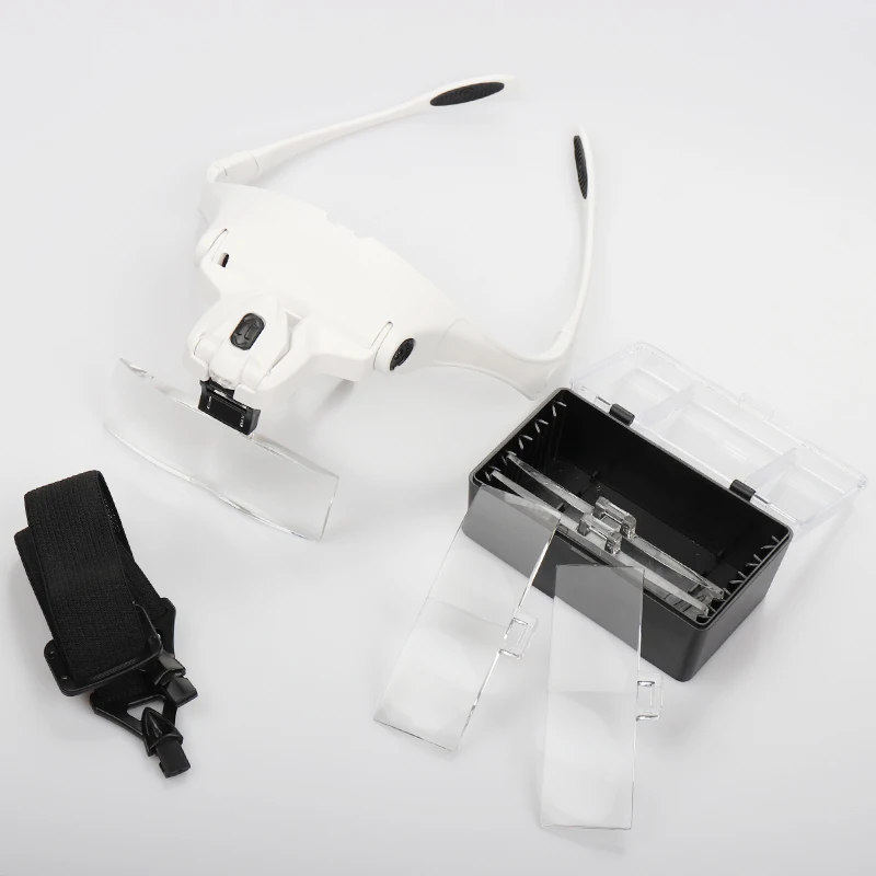 แว่นขยาย 5 เท่า พร้อมไฟ LED แบบคาดศีรษะ สำหรับต่อขนตาปลอม อุปกรณ์ต่อขนตา เครื่องมือแต่งหน้า