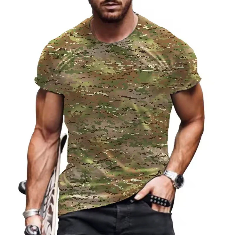 Herren 3D Camouflage T-Shirt Kurzarm Rundhals Casual Sport-T-Shirt Digital Camo Streetwear Mode Herren T-Shirts und Tanktops – Detail 4