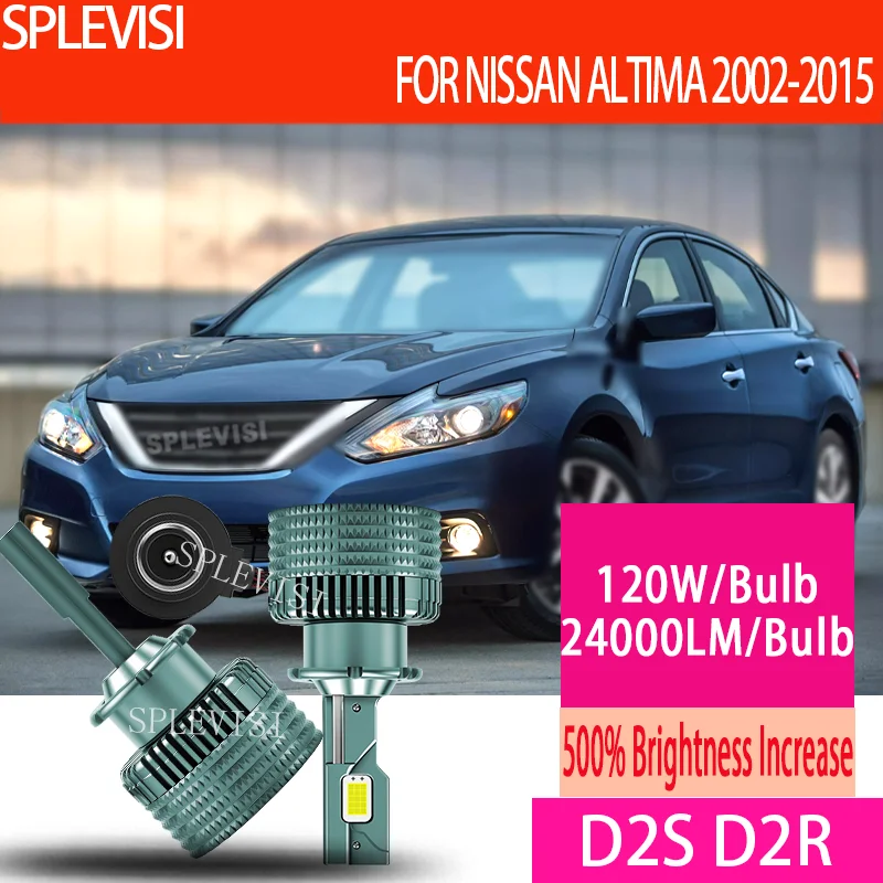 Direct HID Replacement D2S LEDs 24000LM Each Quick Start-Up Time For Nissan Altima 2002 2003 2004 2005 2006 2007 2008 2009-2015