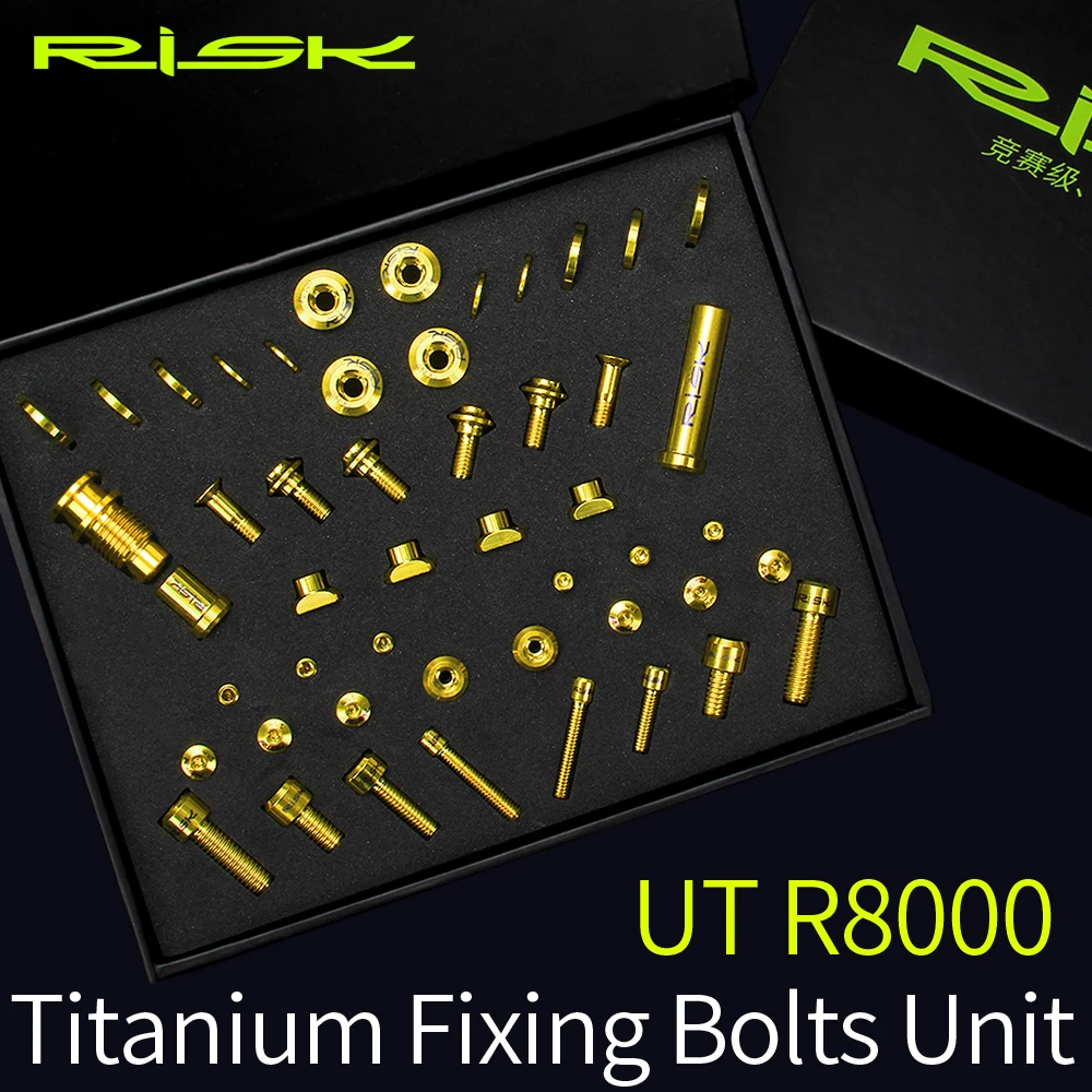 RISK 49pcs Titanium Alloy Screw Kits For SHIMANO Ultegra R8000 Road Bike Caliper+Brake+Front&Rear Derailleurs Ti Bolts Set