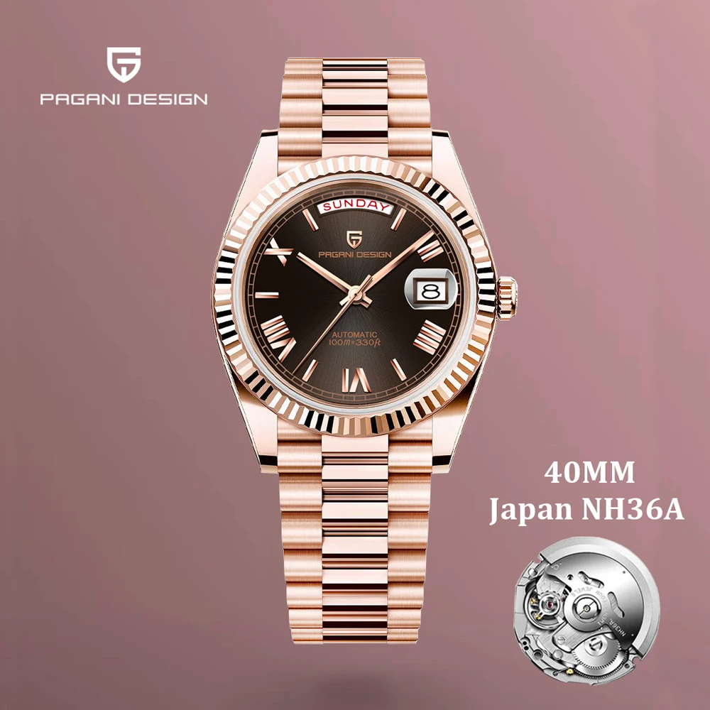 2025 Neue PAGANI DESIGN DD40 Roségold Herrenuhren NH36 Automatikuhr für Männer Mechanische Armbanduhren Luxus AR Saphiruhr