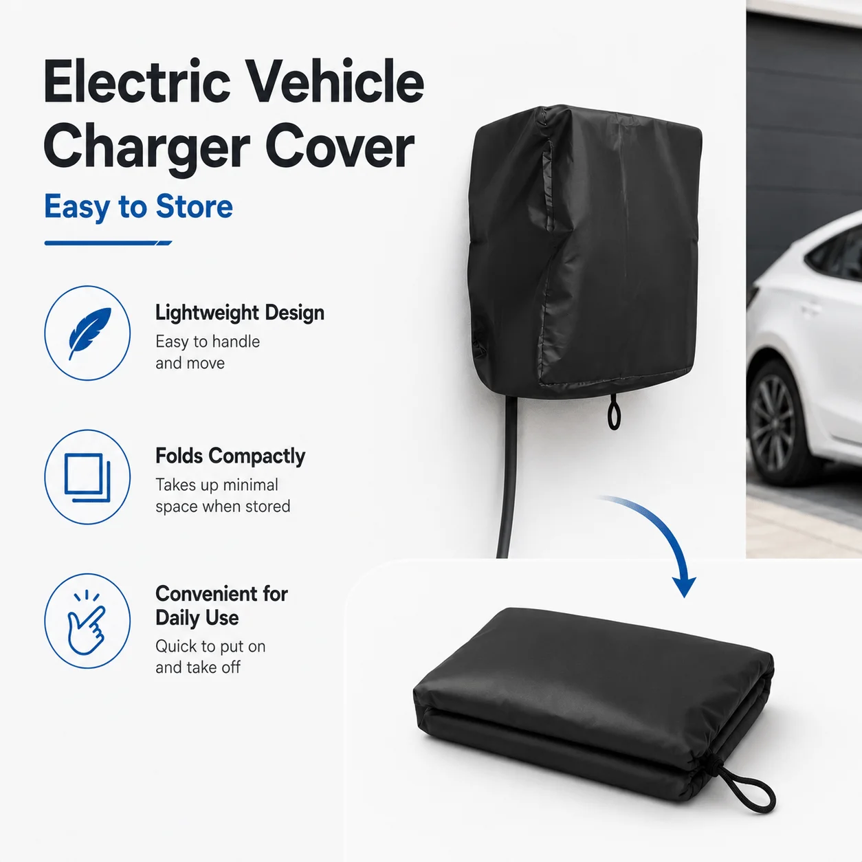 Weather Resistant Waterproof Drawstring Charging Post Protective Sleeve Outdoor Electric Vehicle Charger Dust Protection Cover