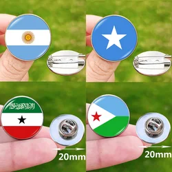 Argentina Somalia Somaliland Djibouti National Flag Football Lapel Pins Custom Glass Cabochon Brooches For Men Women