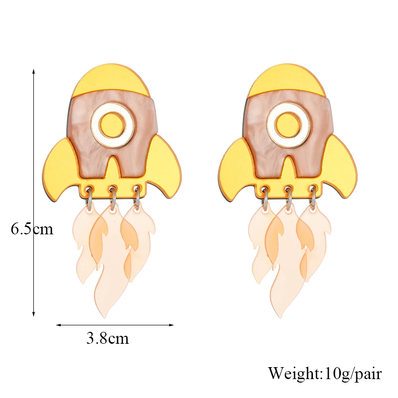 YAOLOGE Acrylic Creative Small Rocket Pendant Earrings For Women Girl New Fashion Ear Dangle Cartoon Jewelry Gift Party серьги