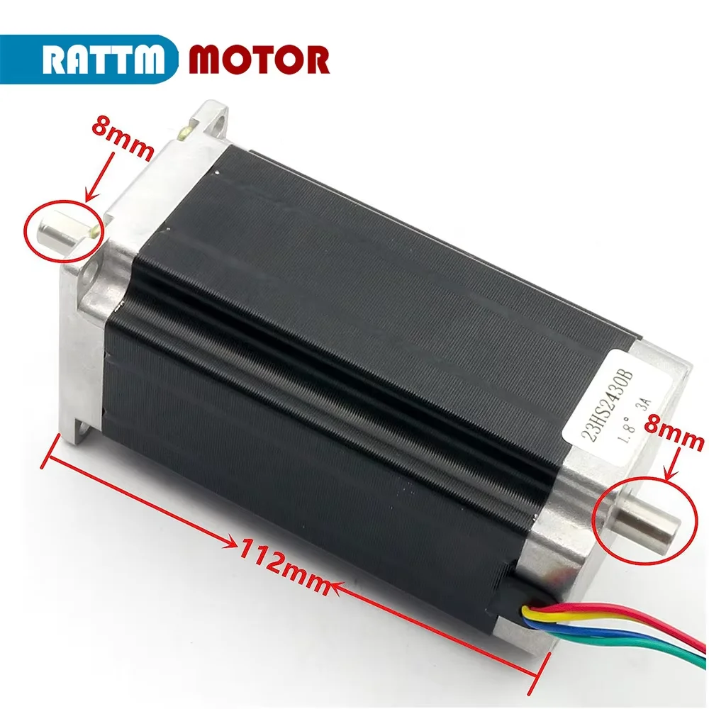 RATTM 57x112mm 3A 2.8Nm NEMA23 Stepper Motor Dual Axis Stepper Motor 4 Leads for 3D Printers CNC Engraving Milling Machines