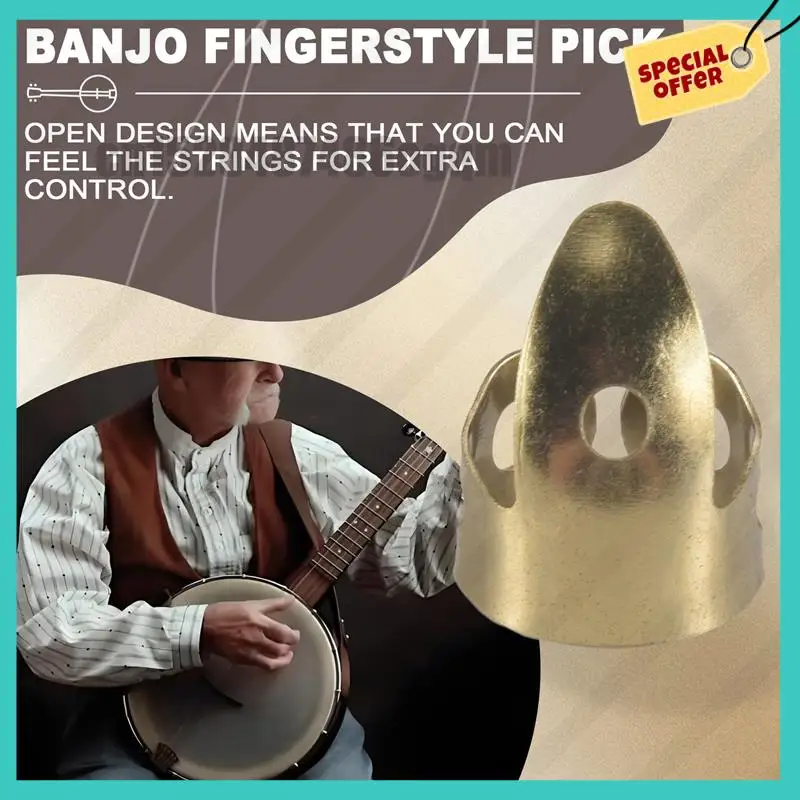 -ABJZ Guitar Finger Picks 3 Index Fingers + 1 Thumb Adjustable Metal Banjo Fingerstyle Pick Finger Protector
